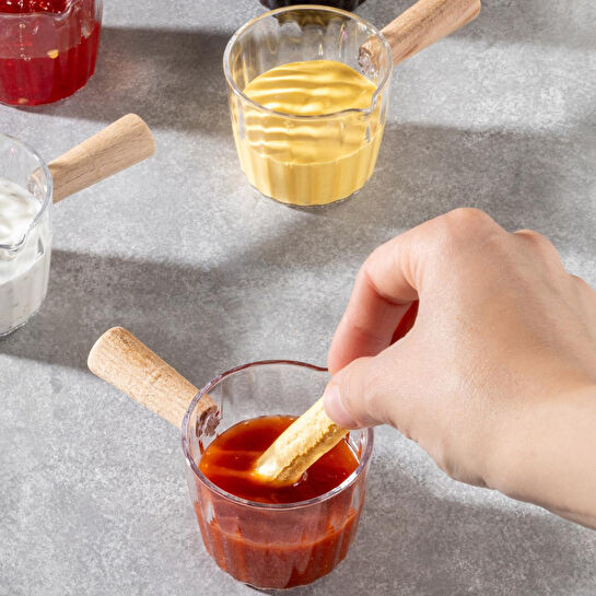 Vienev 6'lı Ahşap Saplı Akrilik Sosluk 80 Ml