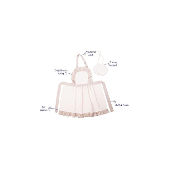 Emaylab Mindy Pileli Vintage Mutfak Önlüğü Ve Tutmaç Seti (ayarlamali Askili)