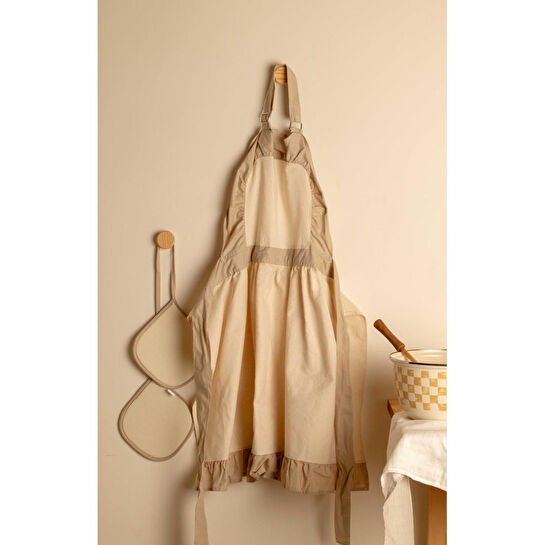 Emaylab Mindy Pileli Vintage Mutfak Önlüğü Ve Tutmaç Seti (ayarlamali Askili)