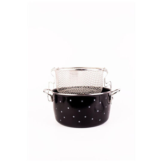Emaylab Star Emaye Yıldız Desenli Fritöz/kızartma Tenceresi (24cm-4litre)
