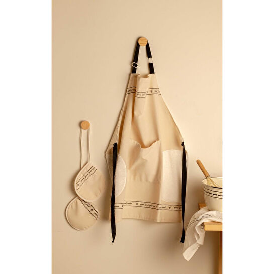 Emaylab Mood Desenli Mutfak Önlüğü Ve Tutmaç Seti (kendinden Havlulu-ayarlamalı Askılı)