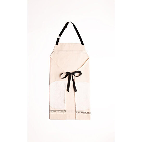 Emaylab Mood Desenli Mutfak Önlüğü Ve Tutmaç Seti (kendinden Havlulu-ayarlamalı Askılı)