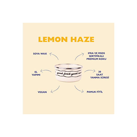 Emaylab Lemon Haze - Emaye Kapta Soy Wax Mum (limonlu Kek Kokulu - 150 Ml)