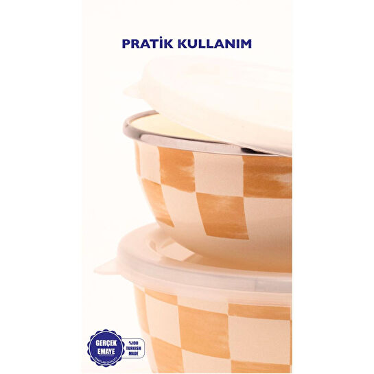 Emaylab Beige Emaye İkili Kase Seti