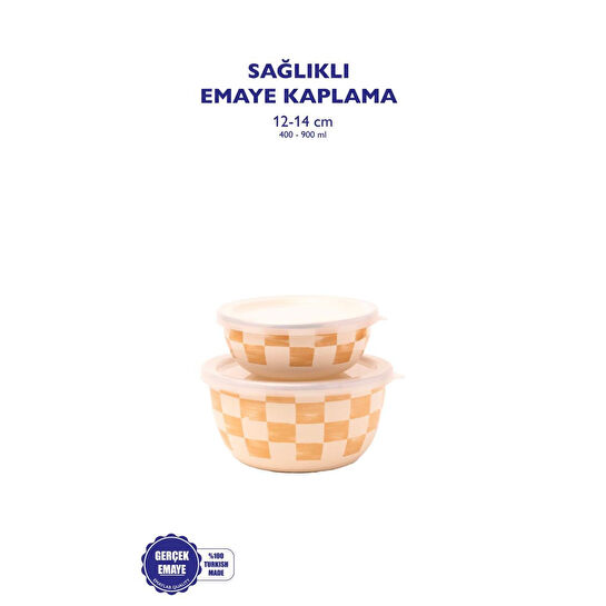 Emaylab Beige Emaye İkili Kase Seti