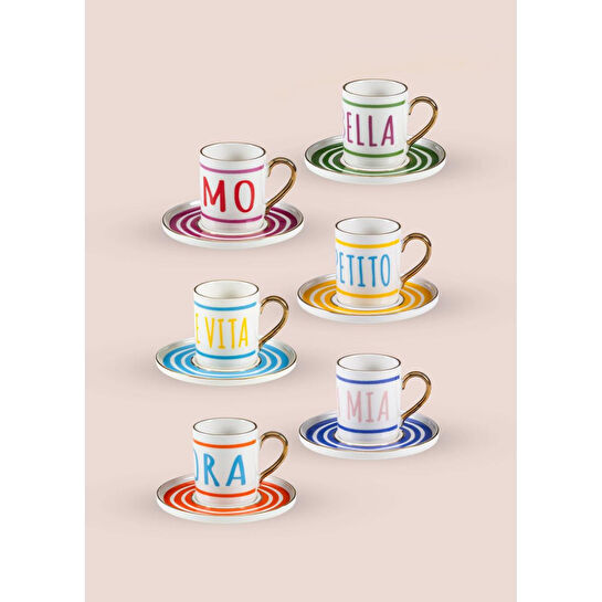 The Mia La Dolce Vita Türk Kahvesi Fincan Takımı 6 Kişilik