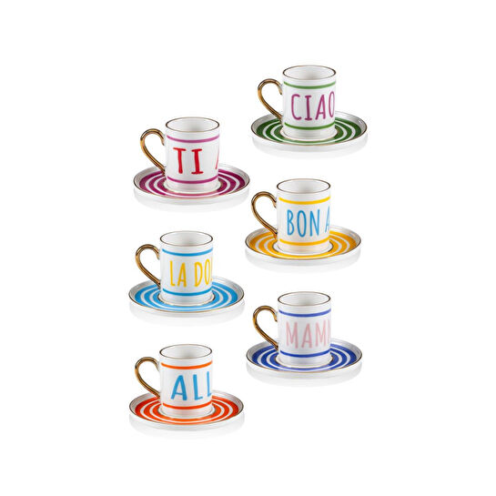 The Mia La Dolce Vita Türk Kahvesi Fincan Takımı 6 Kişilik