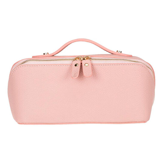 Bloominbag Ella Blush Shell – Deri Seyahat Ve Makyaj Çantası