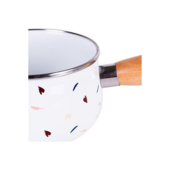 Emaylab Loren Ahşap Saplı Emaye Sütlük 1,3 Litre 16cm