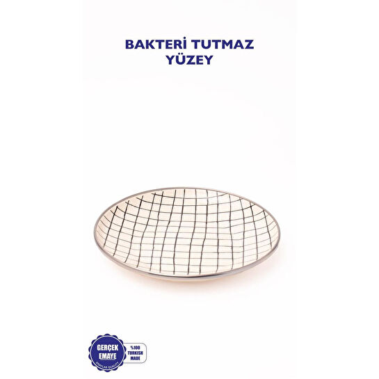 Emaylab Black Cupid Kareli Emaye Pasta/sunum Tabağı