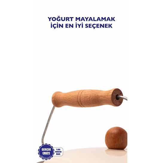 Emaylab Mood Ahşap Detaylı Emaye Yoğurt/bakliyat Bakracı(20cm-3 Litre-tüm Ocaklarla Uyumlu)