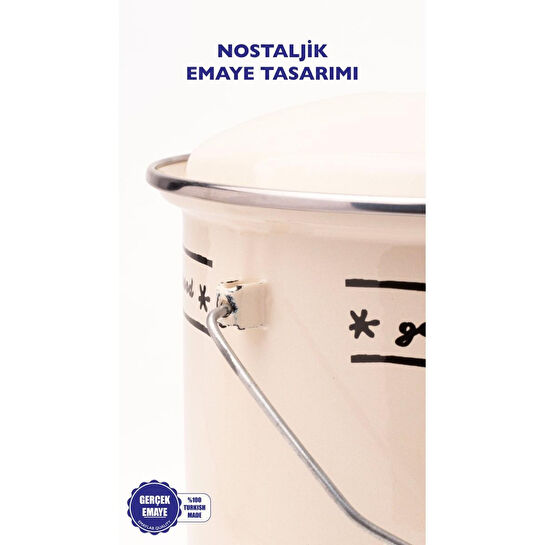 Emaylab Mood Ahşap Detaylı Emaye Yoğurt/bakliyat Bakracı(20cm-3 Litre-tüm Ocaklarla Uyumlu)