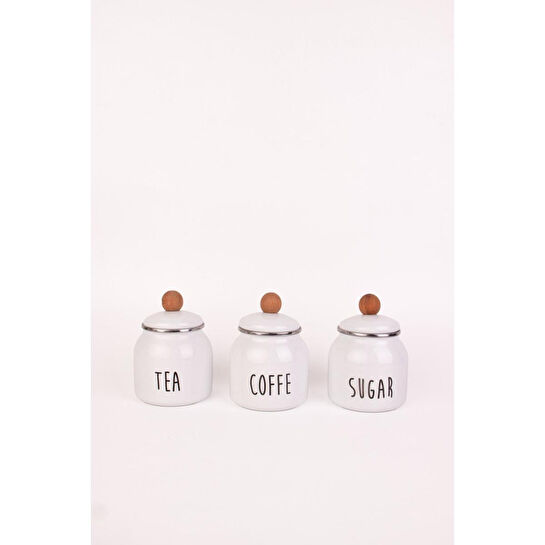 Emaylab Motto Tea Coffee Sugar 3lü Emaye Baharatlık Seti