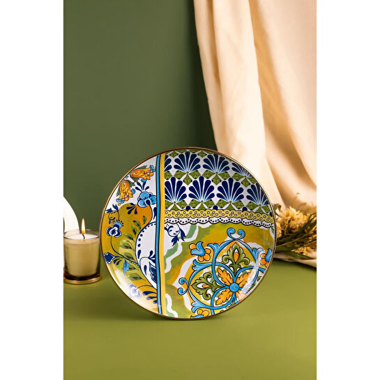 Emaylab Selge 26 Cm Dekoratif Emaye Servis Sunum Tabağı