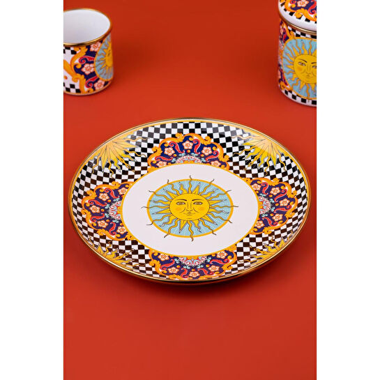 Emaylab Mısharu 26 Cm Dekoratif Emaye Tepsi / Servis Sunum Tabağı