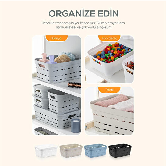 Vienev 6'lı 3,8 Litre Delikli Saklama Kutusu Antrasit