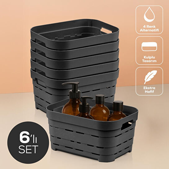 Vienev 6'lı 3,8 Litre Delikli Saklama Kutusu Antrasit