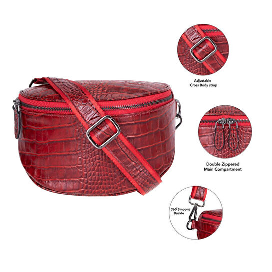 Bloominbag Alora Verdant Croc Deri Bel Çantası