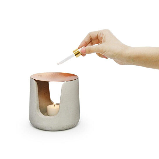 Coho Objet Coho Concre Matte Dövme Bakır Kaseli Boz Aromaterapi Buhurdanlık