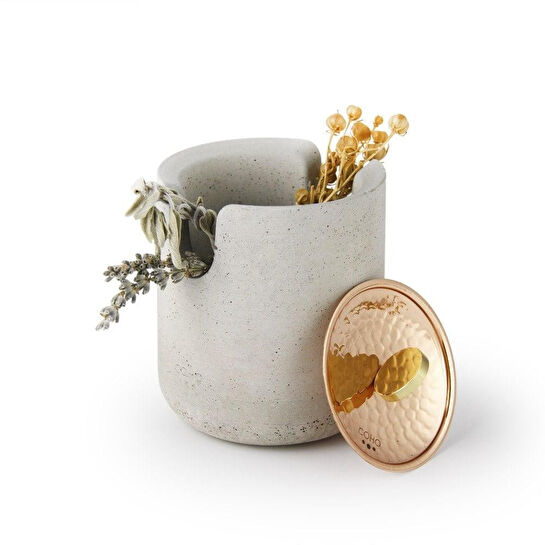 Coho Objet Coho Concre Therapy Dövme Bakır Kapaklı Tütsü Çanağı