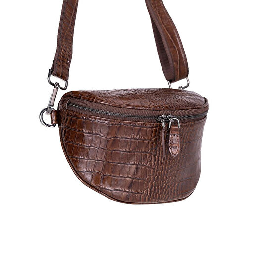 Bloominbag Alora Mocha Croc Kahverengi Deri Bel Çantası
