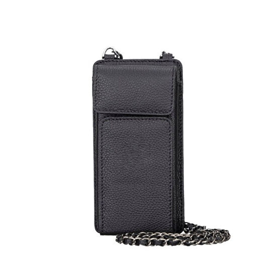 Bloominbag Bloomcross Obsidian Black Hakiki Deri Cüzdan & Telefon Çantası