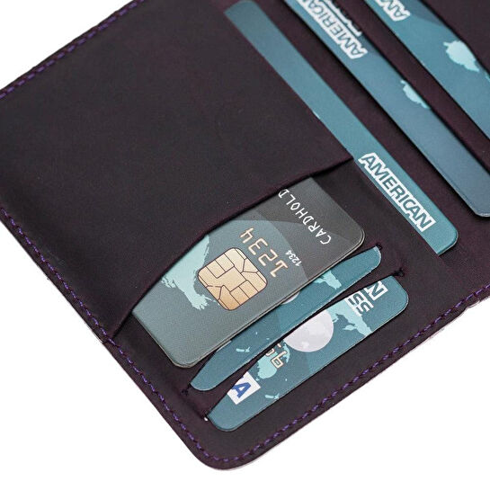 Bloominbag Bloomledger Deep Amethyst Hakiki Deri Bifold Cüzdan