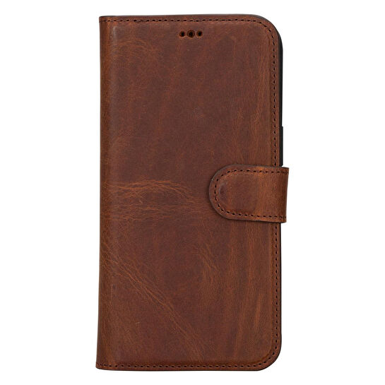 Bloominbag Bloomcase Apple Iphone 16 Pro Max – Mahogany Brown Hakiki Deri Cüzdanlı Telefon Kılıfı