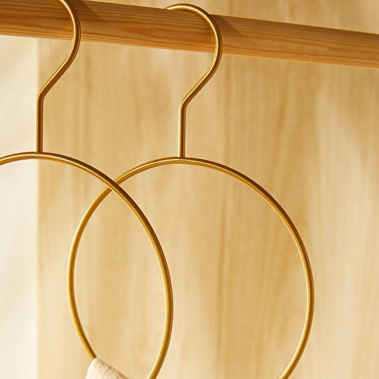 Ocean Home Textile 2'li Halka Altın Renk Metal Aksesuar Askısı 24.5 X 16 X 0.5 Cm