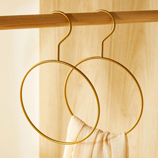Ocean Home Textile 2'li Halka Altın Renk Metal Aksesuar Askısı 24.5 X 16 X 0.5 Cm