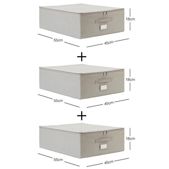 Ocean Home Textile 3'lü Orta Boy Gri Balıksırtı Destekli Hurç Set 45 X 55 X 18 Cm