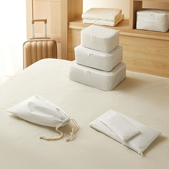 Home Wave 6'lı Gri Pötikare Bavul İçi Düzenleyici Set