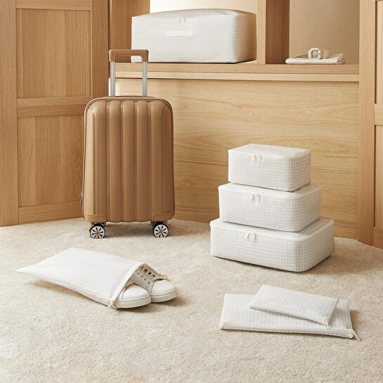 Home Wave 6'lı Gri Pötikare Bavul İçi Düzenleyici Set