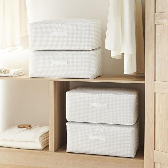 Home Wave 4'lü Orta Boy Gri Pötikare Hurç Set 52 X 28 X 21 Cm