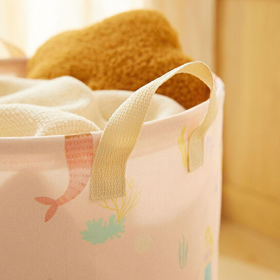 Home Wave Çocuk Odası Deniz Kızı Desenli Oyuncak Sepeti 33 X 40 Cm