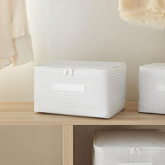 Home Wave 4'lü Küçük Boy Gri Pötikare Hurç Set 30 X 22 X 18 Cm