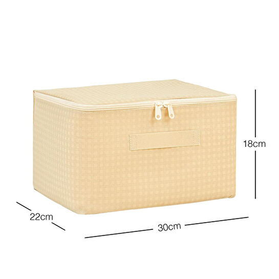 Home Wave 4'lü Küçük Boy Bej Pötikare Hurç Set 30 X 22 X 18 Cm