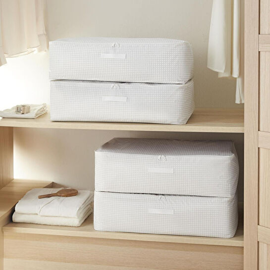 Home Wave 4'lü Mega Boy Gri Pötikare Baza Altı Hurç Set 74 X 46 X 22 Cm