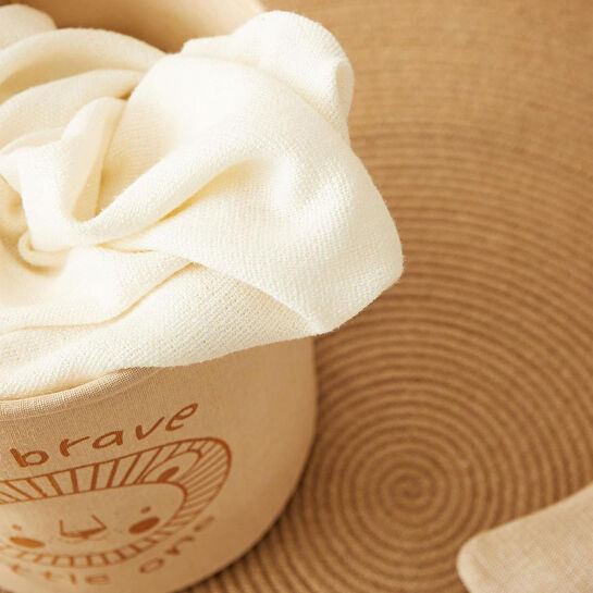 Ocean Home Textile Çocuk Odası Sevimli Aslan Jüt Keten Kumaş Oyuncak Sepeti 33 X 40 Cm