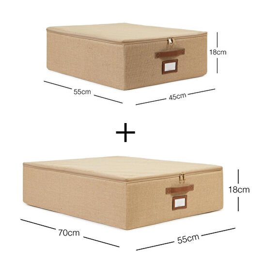 Ocean Home Textile 2'li Jüt Destekli Hurç Set 45 X 55 X 18 + 55 X 70 X 18 Cm