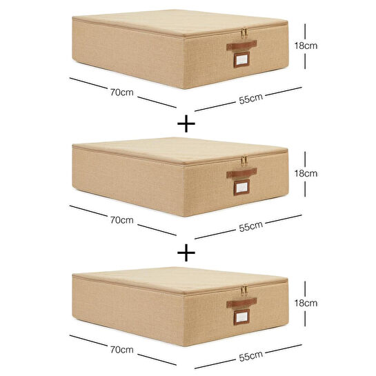 Ocean Home Textile 3'lü Büyük Boy Jüt Destekli Hurç Set 55 X 70 X 18 Cm