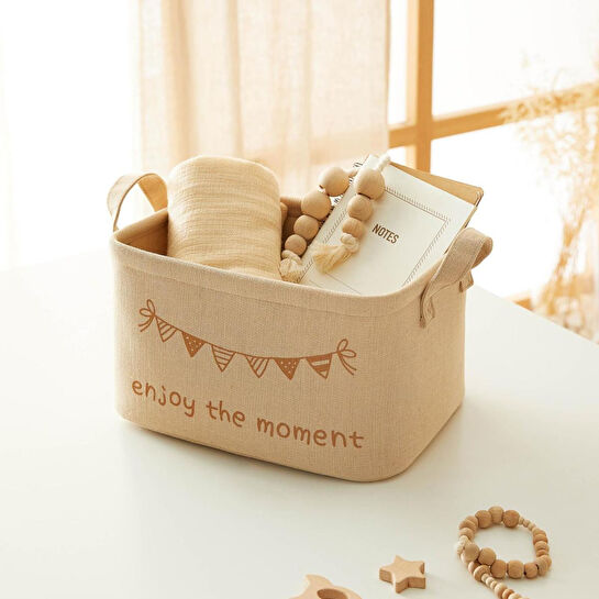 Ocean Home Textile Çocuk Odası Jüt Keten Kumaş Sepet 30 X 21 X 18 Cm