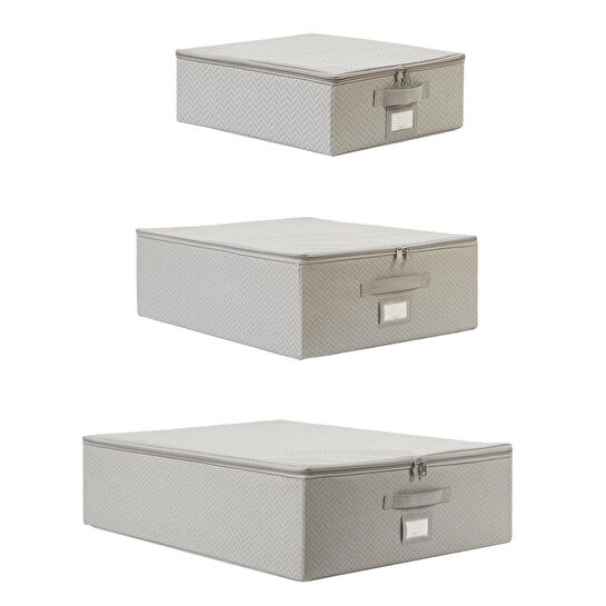 Ocean Home Textile 3'lü Gri Balıksırtı Destekli Hurç Set 31 X 38 X 12 + 45 X 55 X 18 + 55 X 70 X 18 Cm