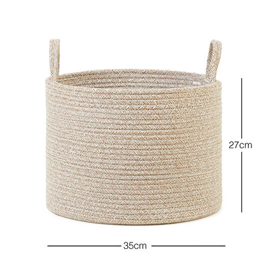 Ocean Home Textile Bej Kırçıllı Pamuklu Halat Sepet 35 X 27 Cm
