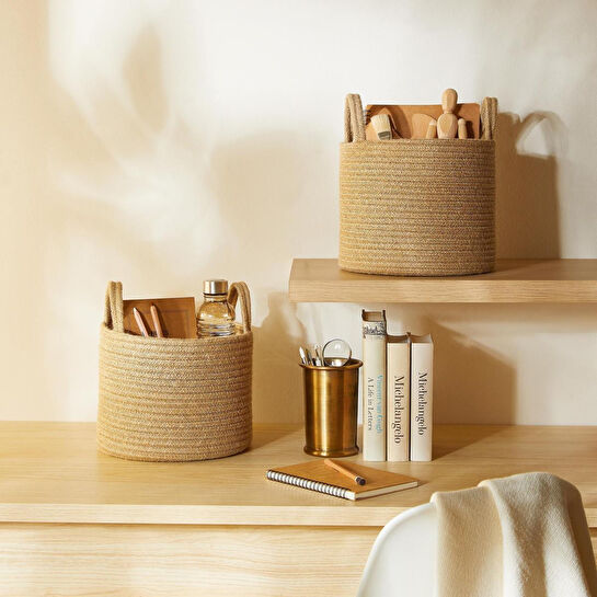 Ocean Home Textile 2'li Jüt Halat Sepet Set 26 X 22 Cm