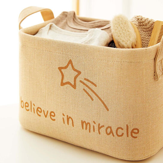 Ocean Home Textile 2'li Çocuk Odası Jüt Keten Kumaş Sepet Set 1 Adet 24 X 17 X 14 / 1 Adet 30 X 21 X 18 Cm