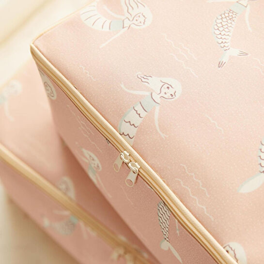 Ocean Home Textile 2'li Çocuk Odası Deniz Kızı Hurç Set 1 Adet 30 X 22 X 18 / 1 Adet 52 X 28 X 21 Cm