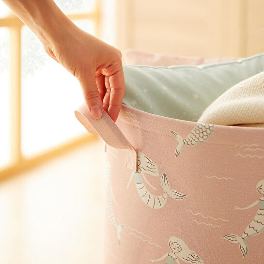 Ocean Home Textile Çocuk Odası Ağzı Büzgülü Deniz Kızı Oyuncak Sepeti 36 X 50 Cm