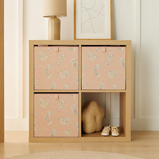 Ocean Home Textile 3'lü Çocuk Odası Deniz Kızı Kutu Set 33 X 30 X 33 Cm