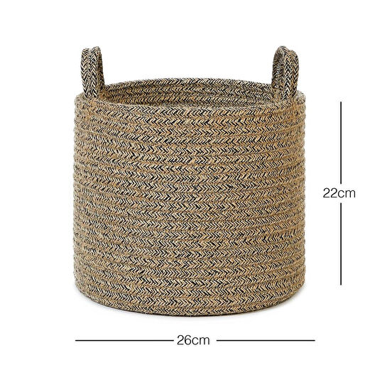 Ocean Home Textile Siyah Kırçıllı Jüt Halat Sepet 26 X 22 Cm